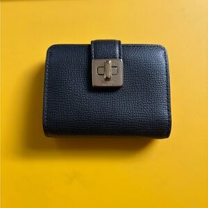Kate Spade Black Compact Wallet with Gold Clasp